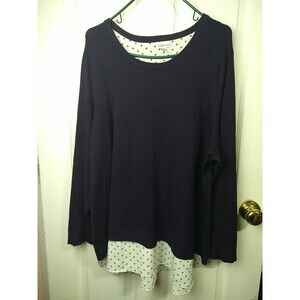 Croft & Barrow Woman Sweater 2X Layer Boho Blue Purple White Pullover